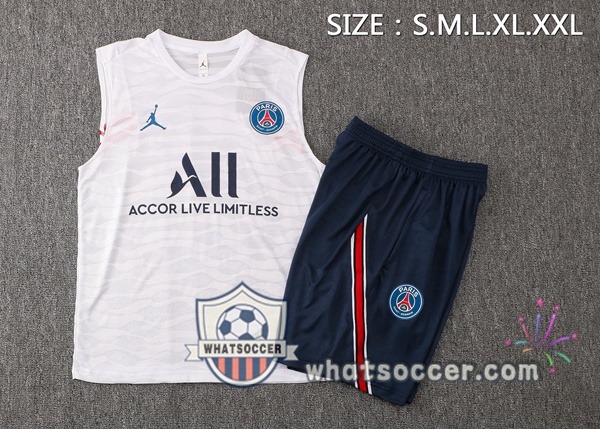 Paris PSG Jordan + Shorts White Soccer Vest 2021-2022