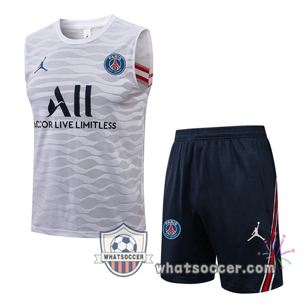 Paris PSG Jordan + Shorts White Soccer Vest 2021-2022