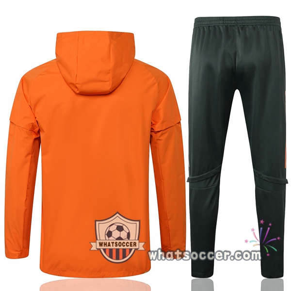 Manchester United Orange Windbreaker Hoodie 2020-2021
