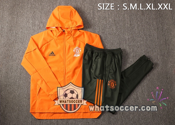 Manchester United Orange Windbreaker Hoodie 2020-2021