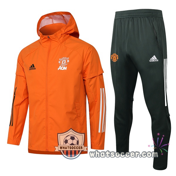 Manchester United Orange Windbreaker Hoodie 2020-2021