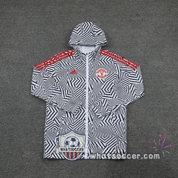 Manchester United Black White Windbreaker Hoodie 2020-2021
