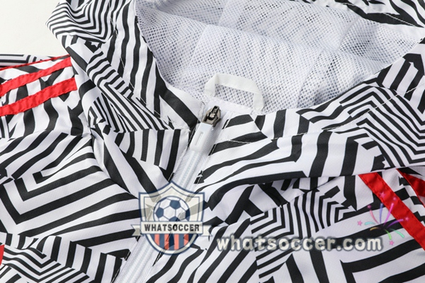 Manchester United Black White Windbreaker Hoodie 2020-2021