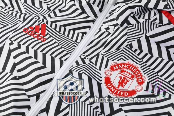 Manchester United Black White Windbreaker Hoodie 2020-2021