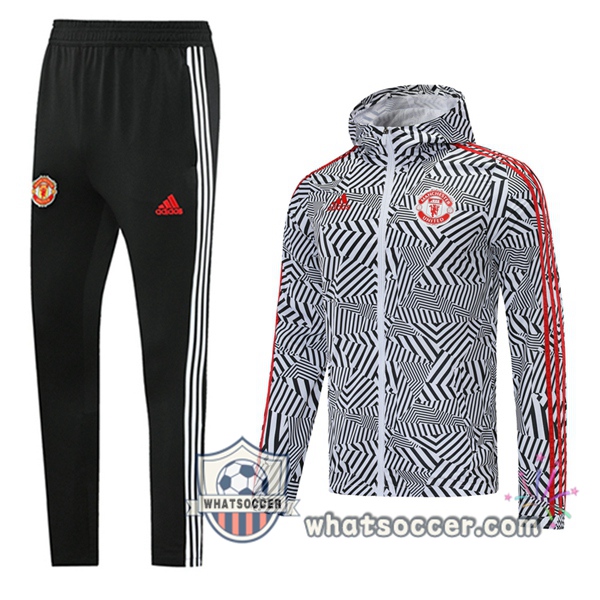 Manchester United Black White Windbreaker Hoodie 2020-2021