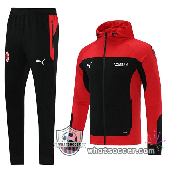 AC Milan Black Red Hooded Jacket 2020-2021