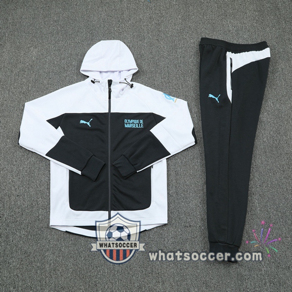Marseille OM White Black Hooded Jacket 2020-2021