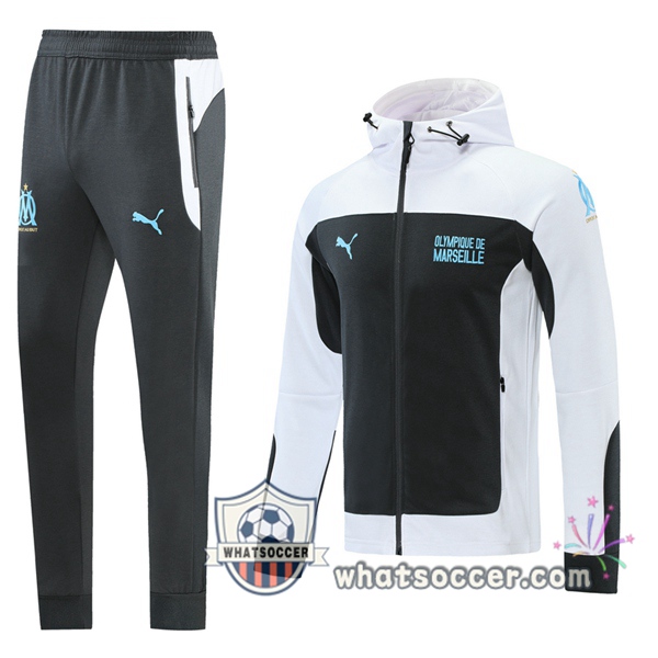 Marseille OM White Black Hooded Jacket 2020-2021