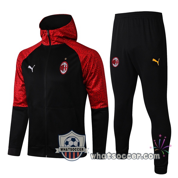 AC Milan Black Red Windbreaker Hoodie 2020-2021
