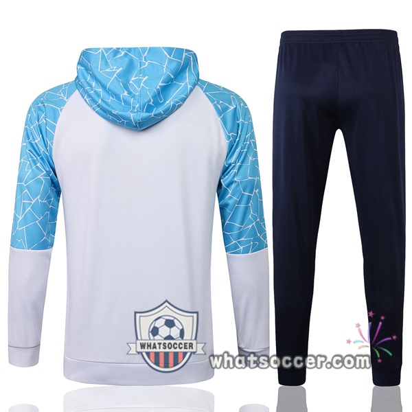 Manchester City White Blue Windbreaker Hoodie 2020-2021