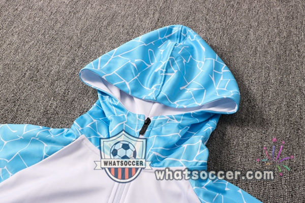 Manchester City White Blue Windbreaker Hoodie 2020-2021