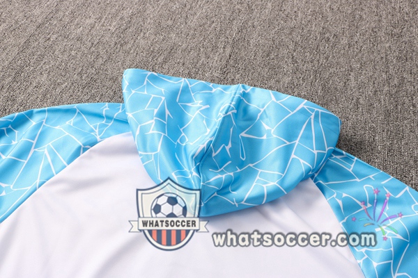 Manchester City White Blue Windbreaker Hoodie 2020-2021