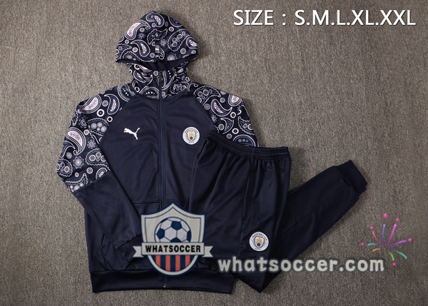 Manchester City Blue Royal Windbreaker Hoodie 2020-2021