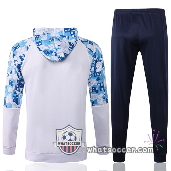 Marseille OM White Blue Windbreaker Hoodie 2020-2021