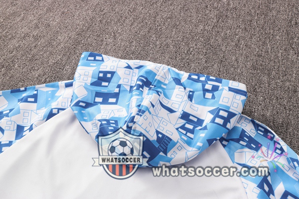 Marseille OM White Blue Windbreaker Hoodie 2020-2021
