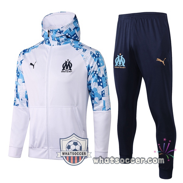 Marseille OM White Blue Windbreaker Hoodie 2020-2021