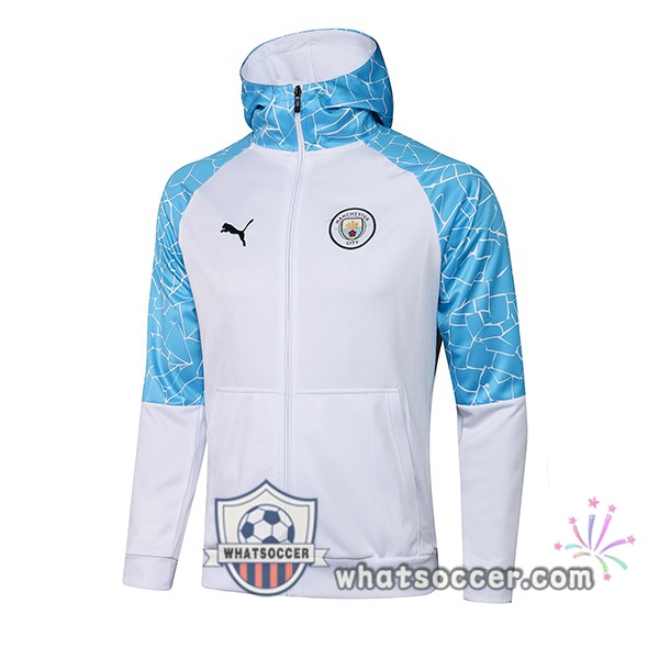 Manchester City White Blue Windbreaker 2020-2021