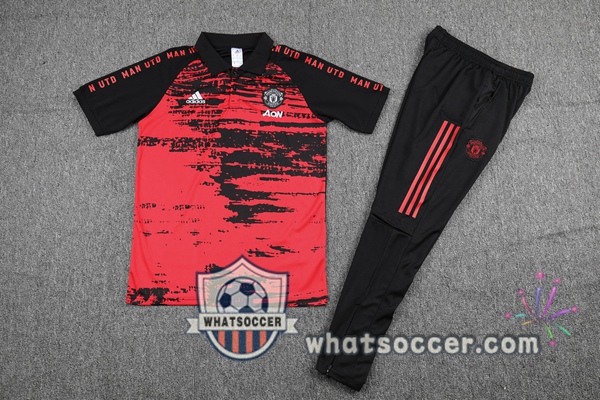 Training Polo Manchester United + Pants Red Black 2021-2022