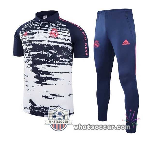 Training Polo Real Madrid + Pants White Blue 2021-2022