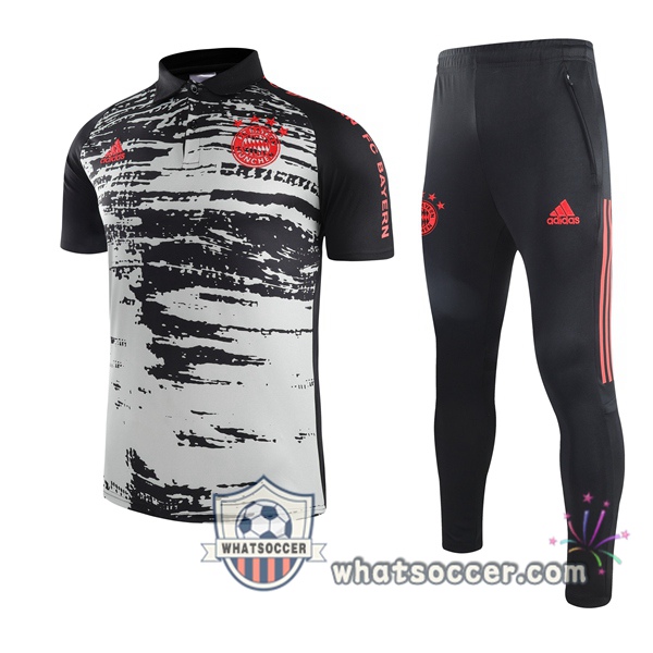 Training Polo Bayern Munich + Pants Gray Black 2021-2022