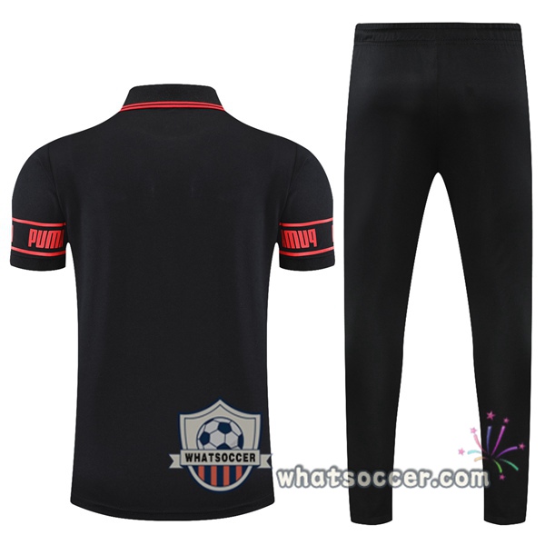 Training Polo AC Milan + Pants Black Red 2021-2022