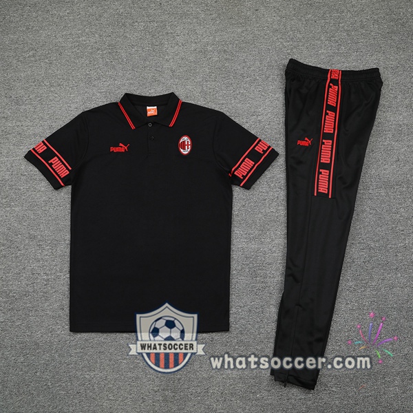 Training Polo AC Milan + Pants Black Red 2021-2022
