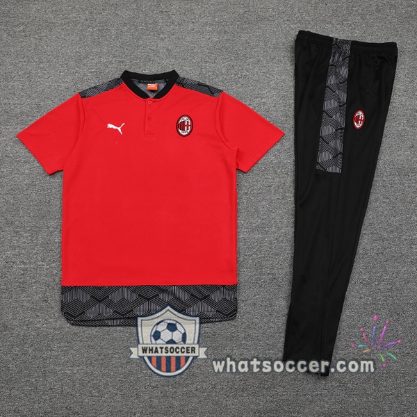 Training Polo AC Milan + Pants Red Black 2021-2022