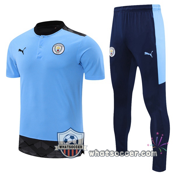 Training Polo Manchester City + Pants Blue 2021-2022