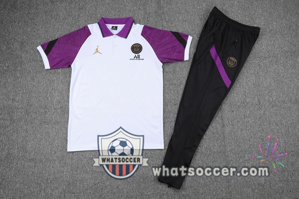 Training Polo JORDAN Paris PSG + Pants White Purple 2021-2022