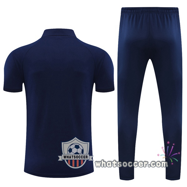 Training Polo Paris PSG + Pants Blue Royal Red 2021-2022