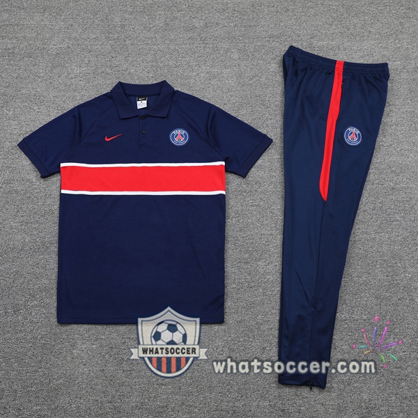 Training Polo Paris PSG + Pants Blue Royal Red 2021-2022