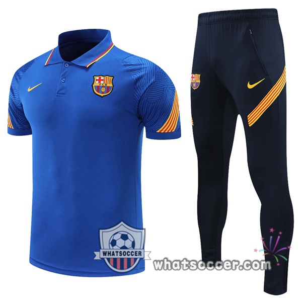 Training Polo FC Barcelona + Pants Blue 2021-2022