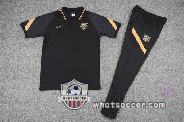 Training Polo FC Barcelona + Pants Black 2021-2022