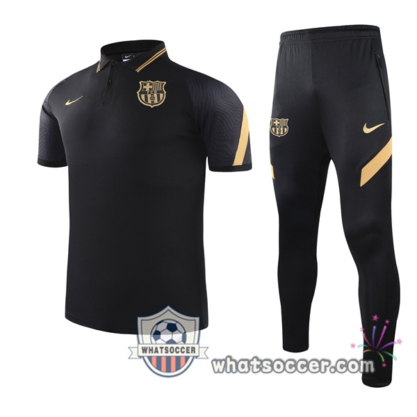 Training Polo FC Barcelona + Pants Black 2021-2022