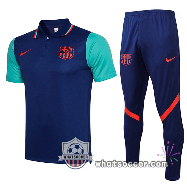 Training Polo FC Barcelona + Pants Blue 2021-2022