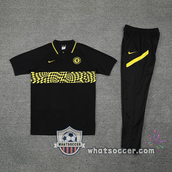 Training Polo FC Chelsea + Pants Black Yellow 2021-2022