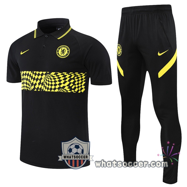 Training Polo FC Chelsea + Pants Black Yellow 2021-2022