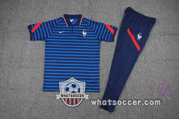Training Polo France + Pants Blue 2021-2022