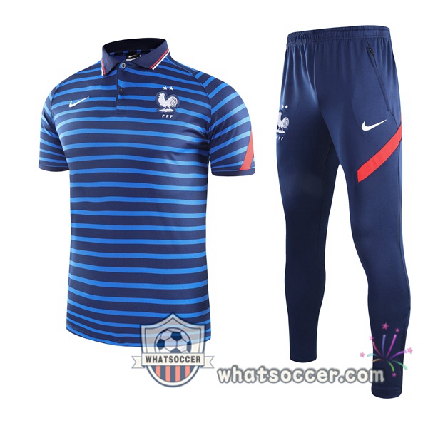 Training Polo France + Pants Blue 2021-2022