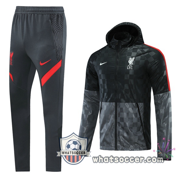 FC Liverpool Black Windbreaker Hoodie 2021-2022