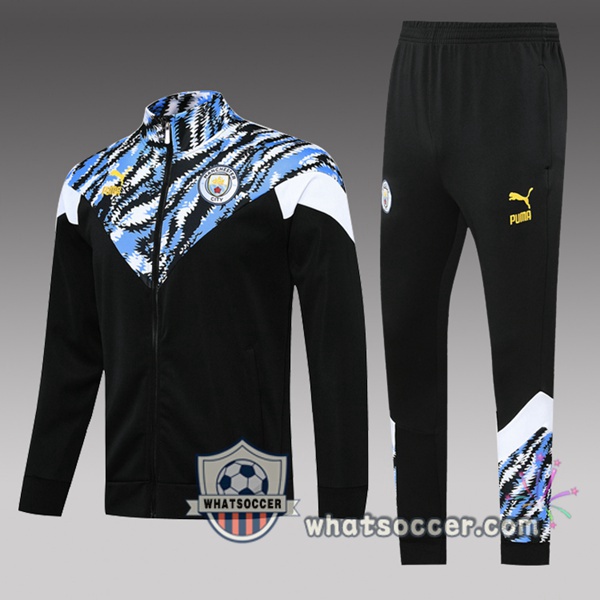 Manchester City Kids Black Blue Tracksuit 2021-2022