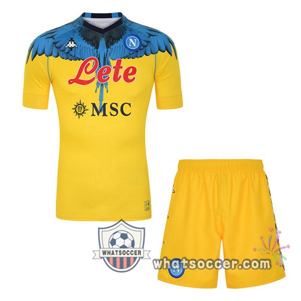SSC Napoli Kids Marcelo Burlon Limited Edition Goalkeeper Soccer Jerseys Yellow 2020/2021