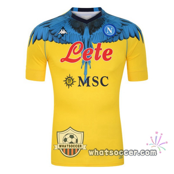SSC Napoli Marcelo Burlon Limited Edition Goalkeeper Soccer Jerseys Yellow 2020/2021