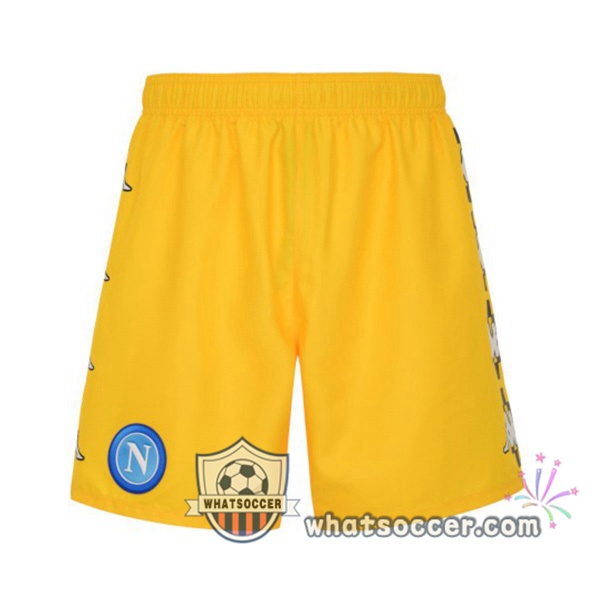 SSC Napoli Marcelo Burlon Limited Edition Goalkeeper Yellow Soccer Shorts 2020-2021