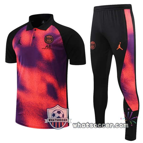 Training Polo Paris PSG + Pants Red Black 2021-2022