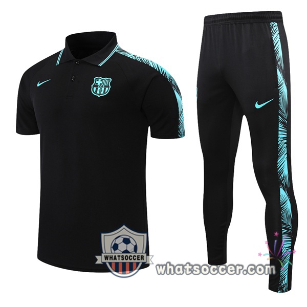 Training Polo FC Barcelona + Pants Black 2021-2022