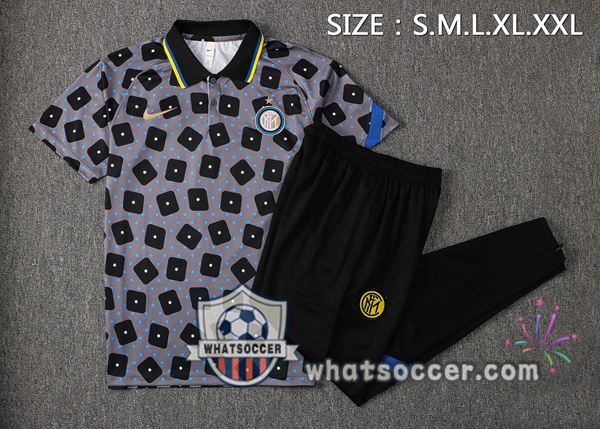 Training Polo Inter Milan + Pants Gray Black 2021-2022