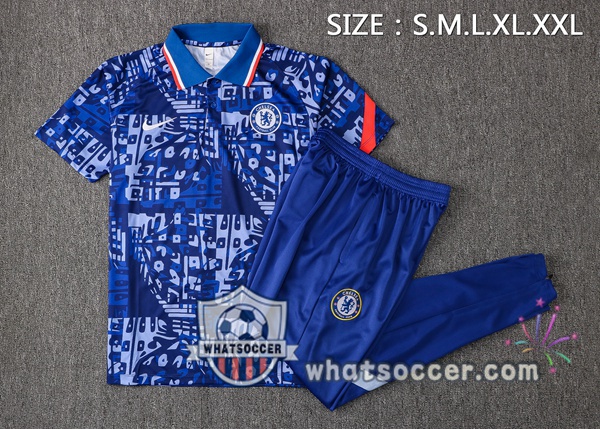 Training Polo FC Chelsea + Pants Blue 2021-2022