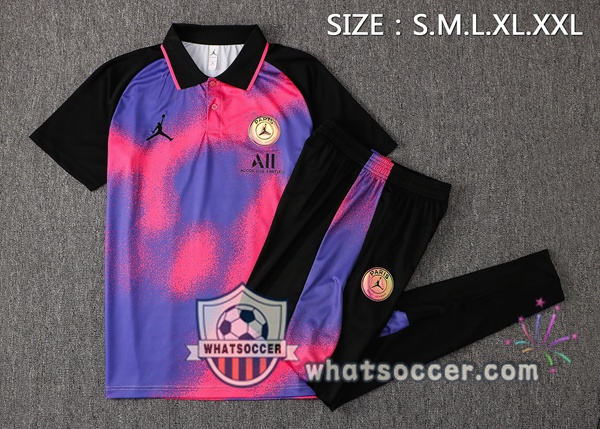 Training Polo Paris PSG + Pants Purple Black 2021-2022