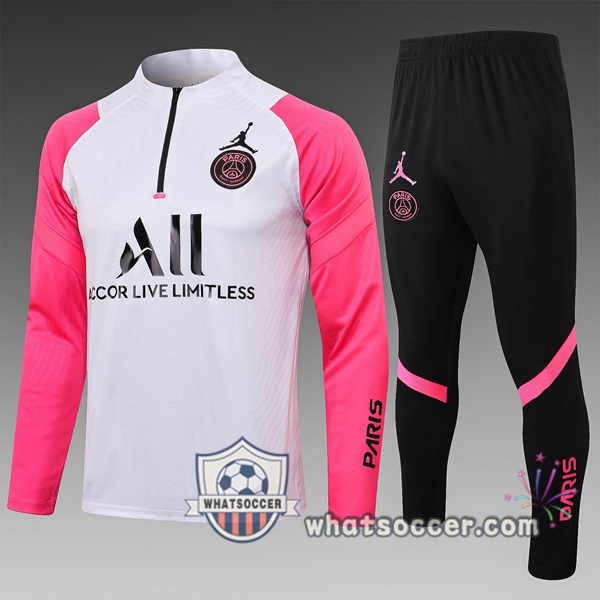 JORDAN Paris PSG Kids White Rose Tracksuit 2021-2022